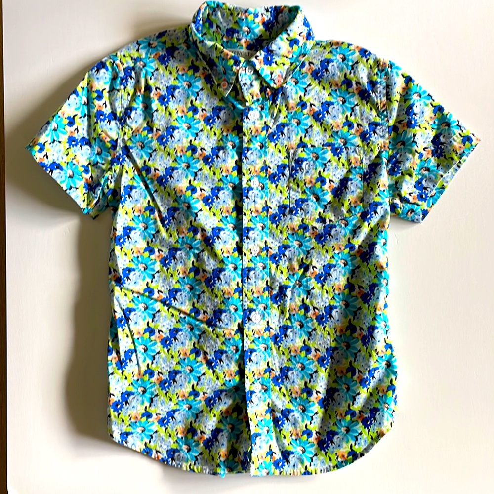 Crewcuts Boys Youth Size 8 Floral Print Button-up Shirt